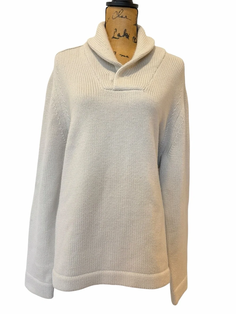 Banana Republic Men’s XL Extra Fine Italian Merino Wool Shawl Sweater Neutral